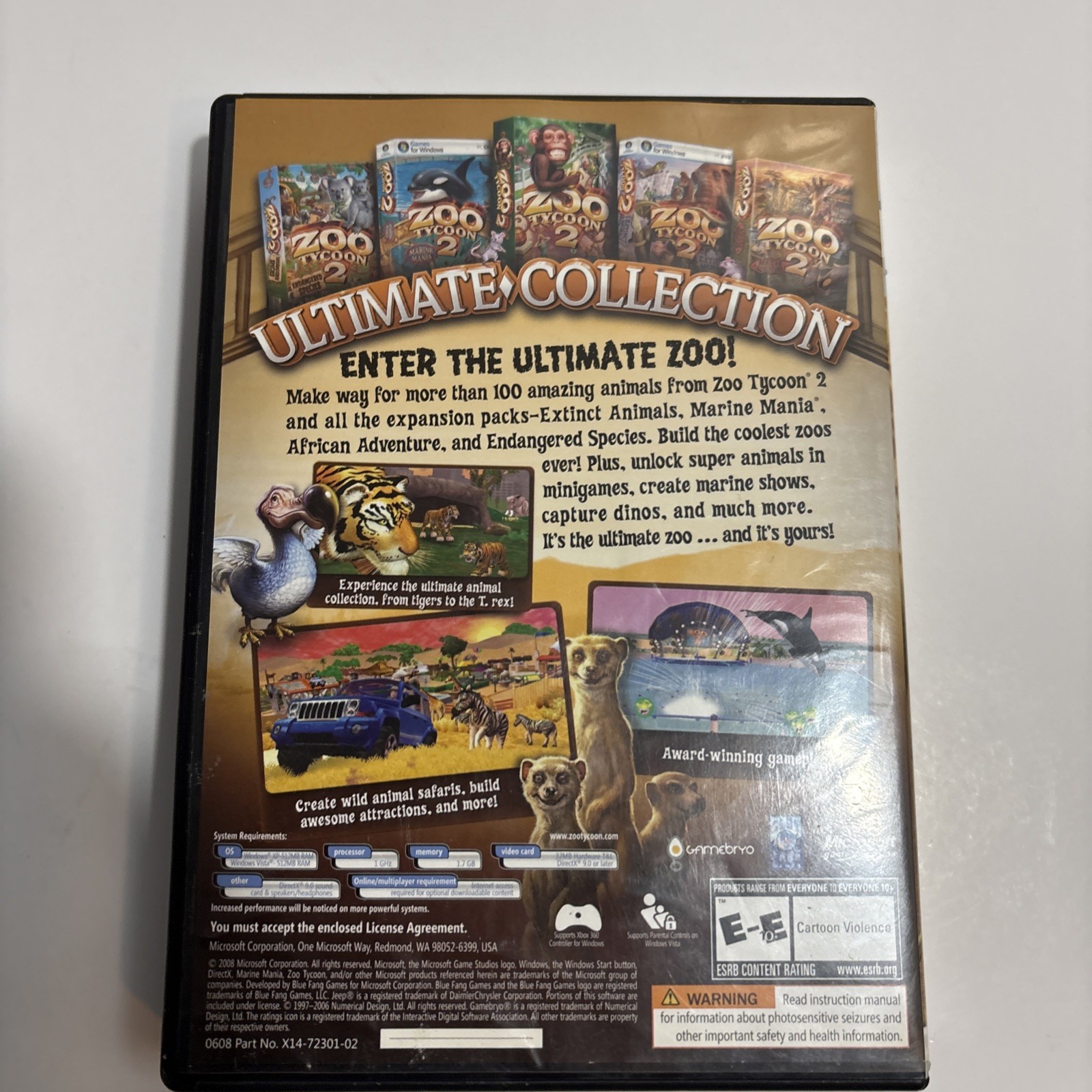 Zoo Tycoon 2 Ultimate Collection PC CD with All 4 Expansion Packs Complete 3disc