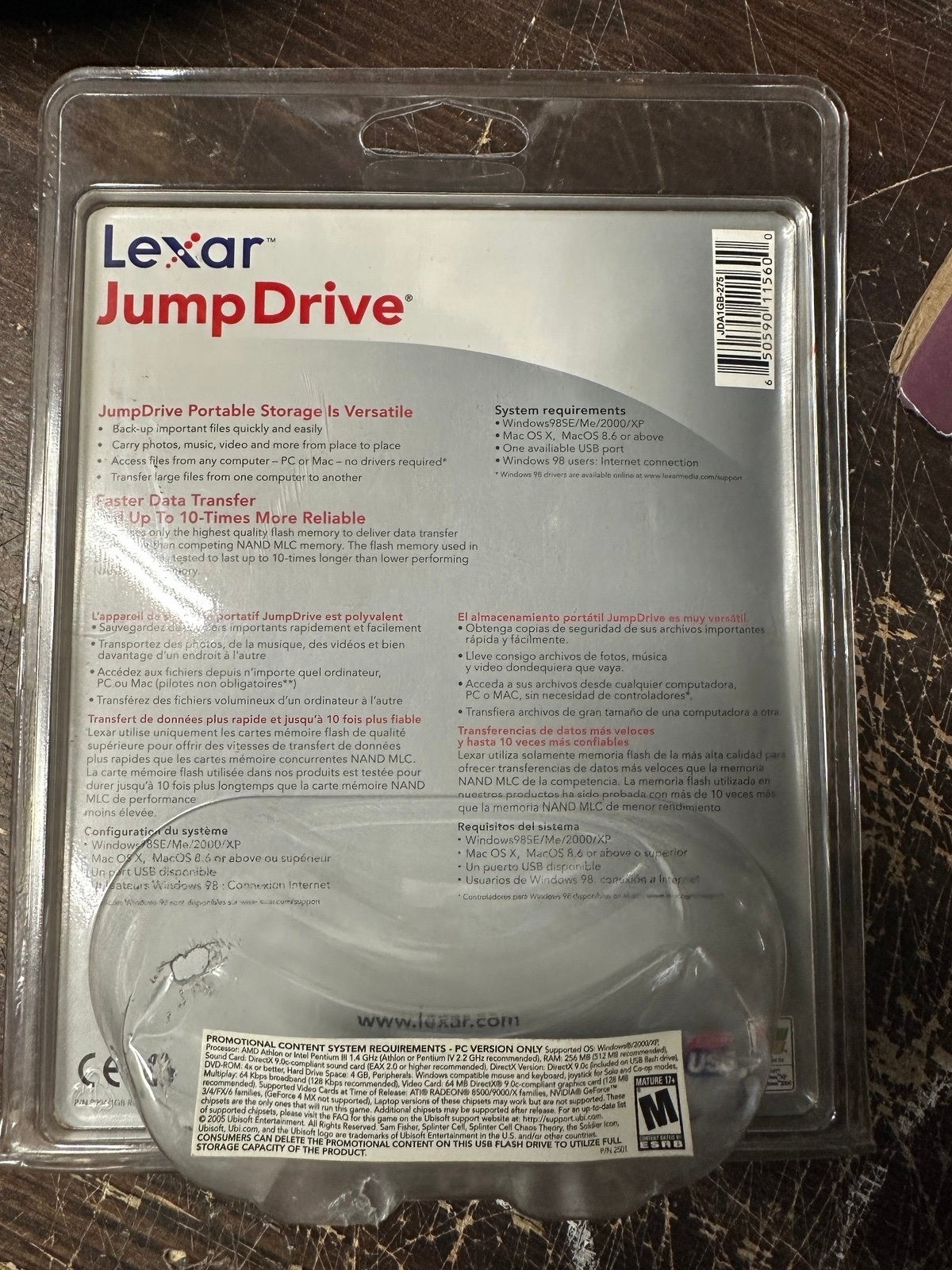Tom Clancy Splinter Cell Chaos Theory PC DEMO Game 2005 Lexar 1GB jump drive (S2
