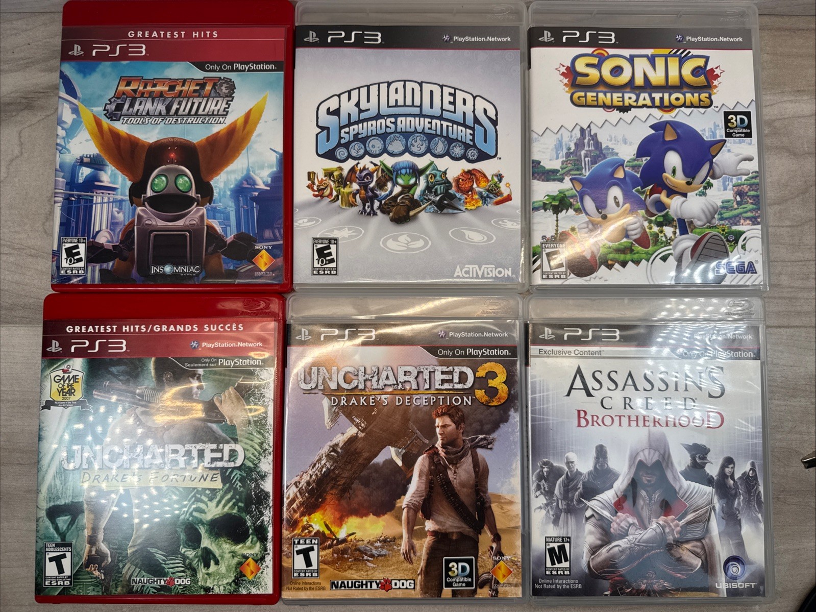 PS3 7 Game Bundle Ratchet Clank Future Skylanders Uncharted Drake’s Sonic Creed
