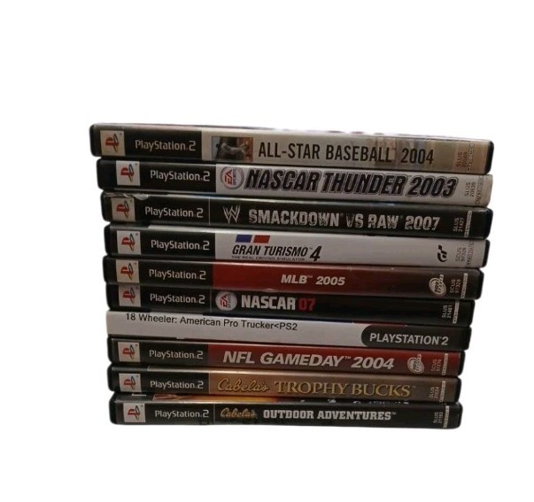 Sony PlayStation 2 PS2 Slim Console Complete. Tested Working With 10 Games