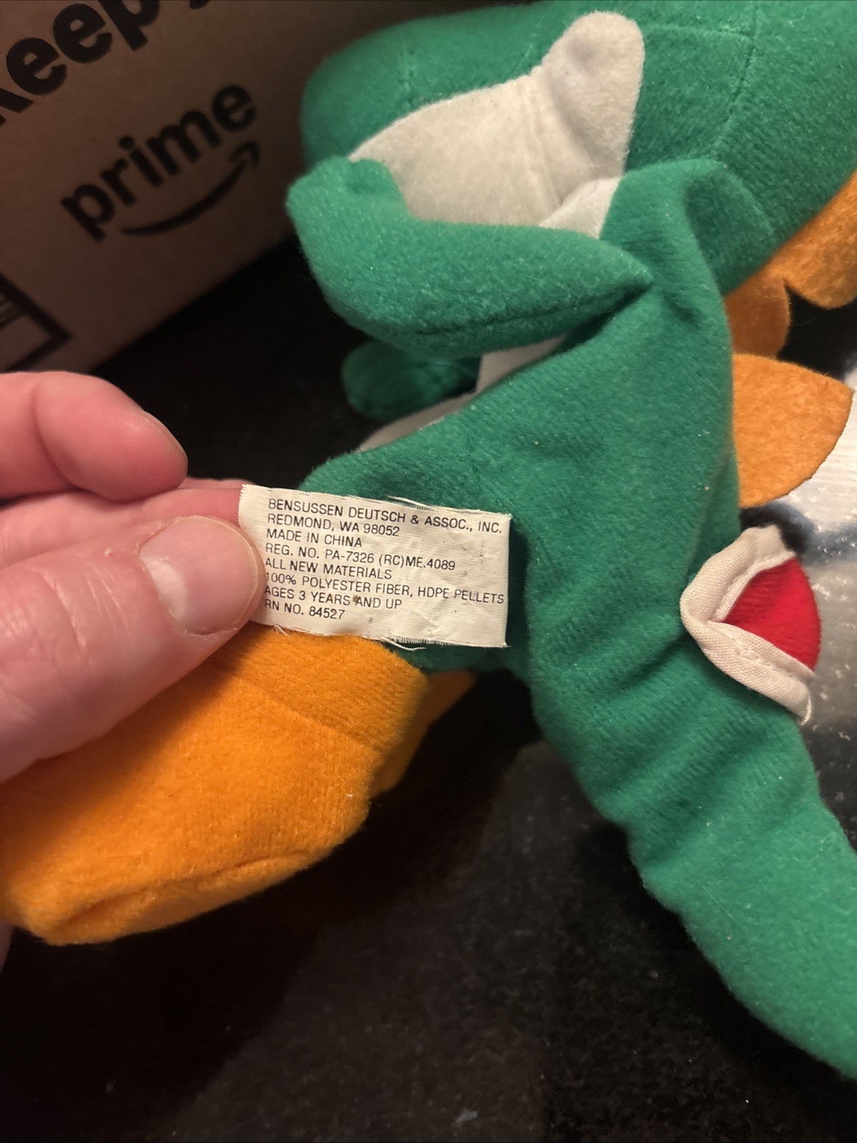 Vintage Nintendo 1997 Yoshi Beanbag Toy BD&A Nintendo 64 Super Mario Yoshi Game