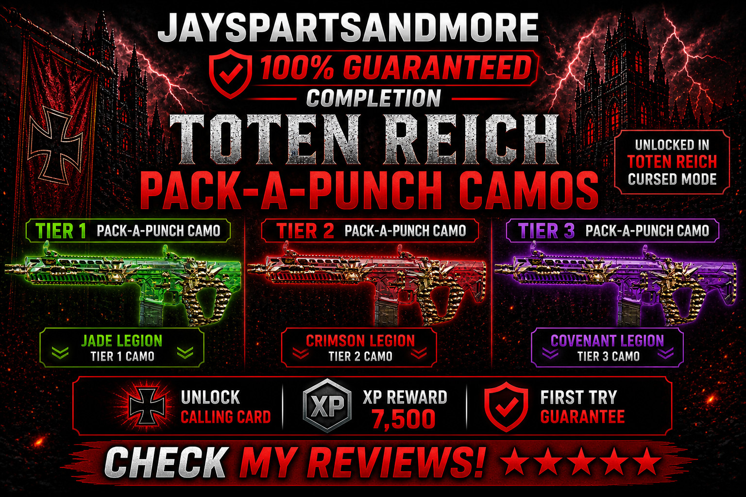 Toten Reich Tier 1 – 3 Cursed Pack a Punch Camo FAST Black Ops 7 Zombies NEW MAP