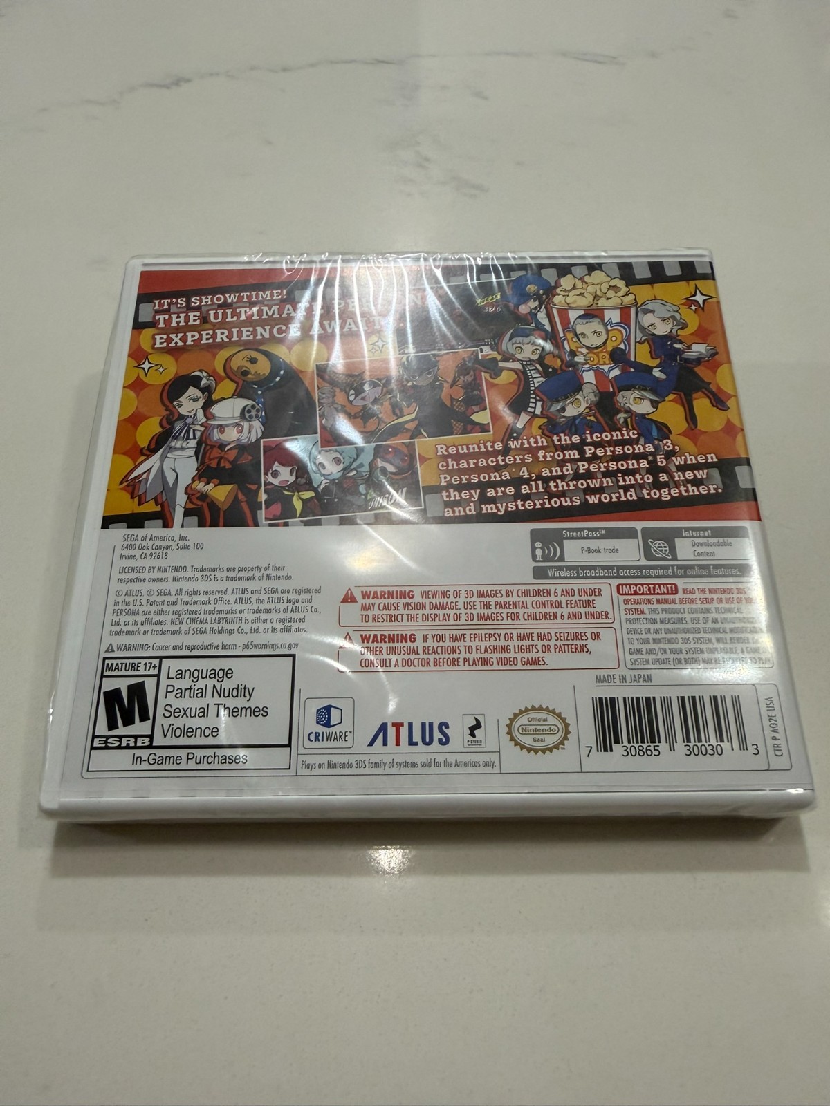 NEW & SEALED Persona Q2: New Cinema Labyrinth for Nintend 3DS w/ 1″ Buttons