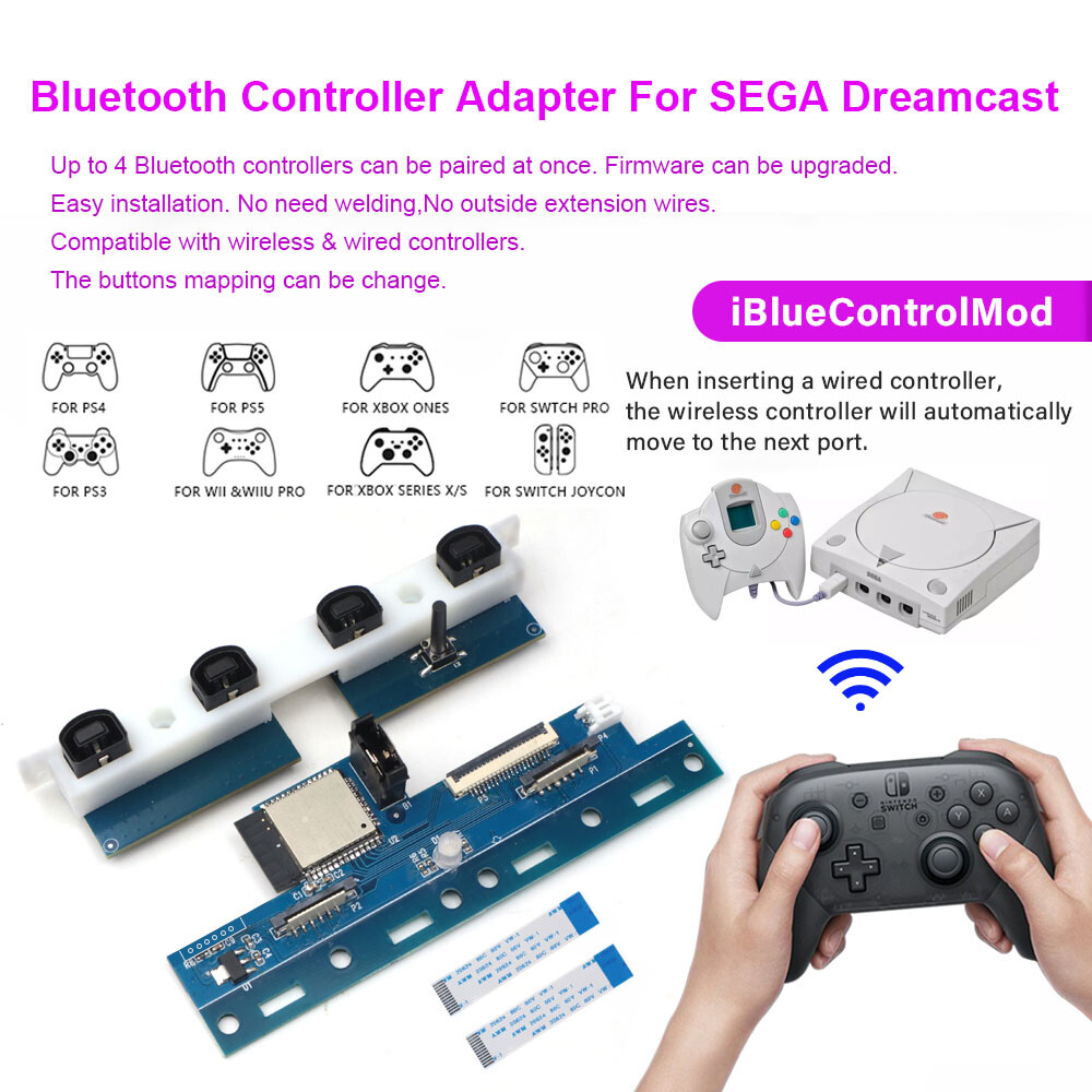 Wireless Bluetooth Internal Adapter iBlueControlMod For SEGA Dreamcast Console