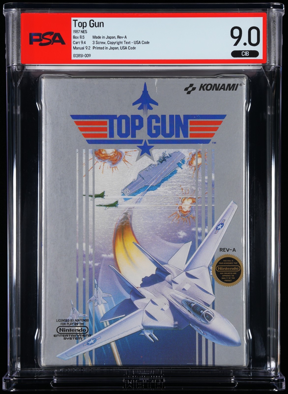 Top Gun (NES, 1987) – PSA 9.0 CIB – GSI: Top Gun Contest Form (KON‑TG‑US) – 9.6