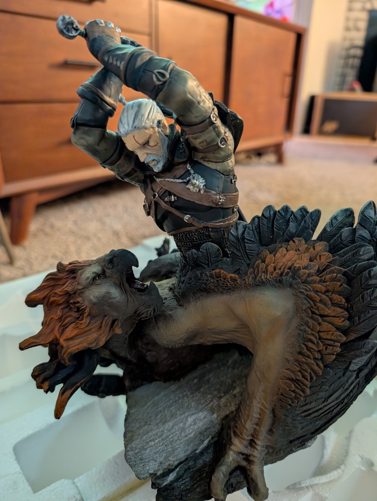 The Witcher Statue – Geralt vs Griffin Statue with Box