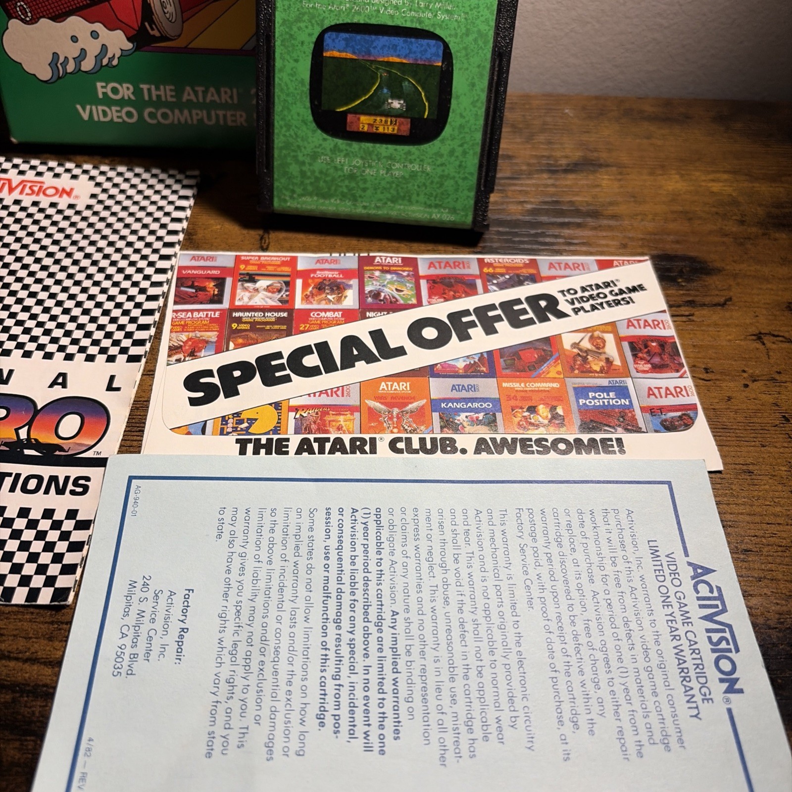 Enduro (Atari 2600, 1983) Complete In Box CIB w/ Manual & Paperwork