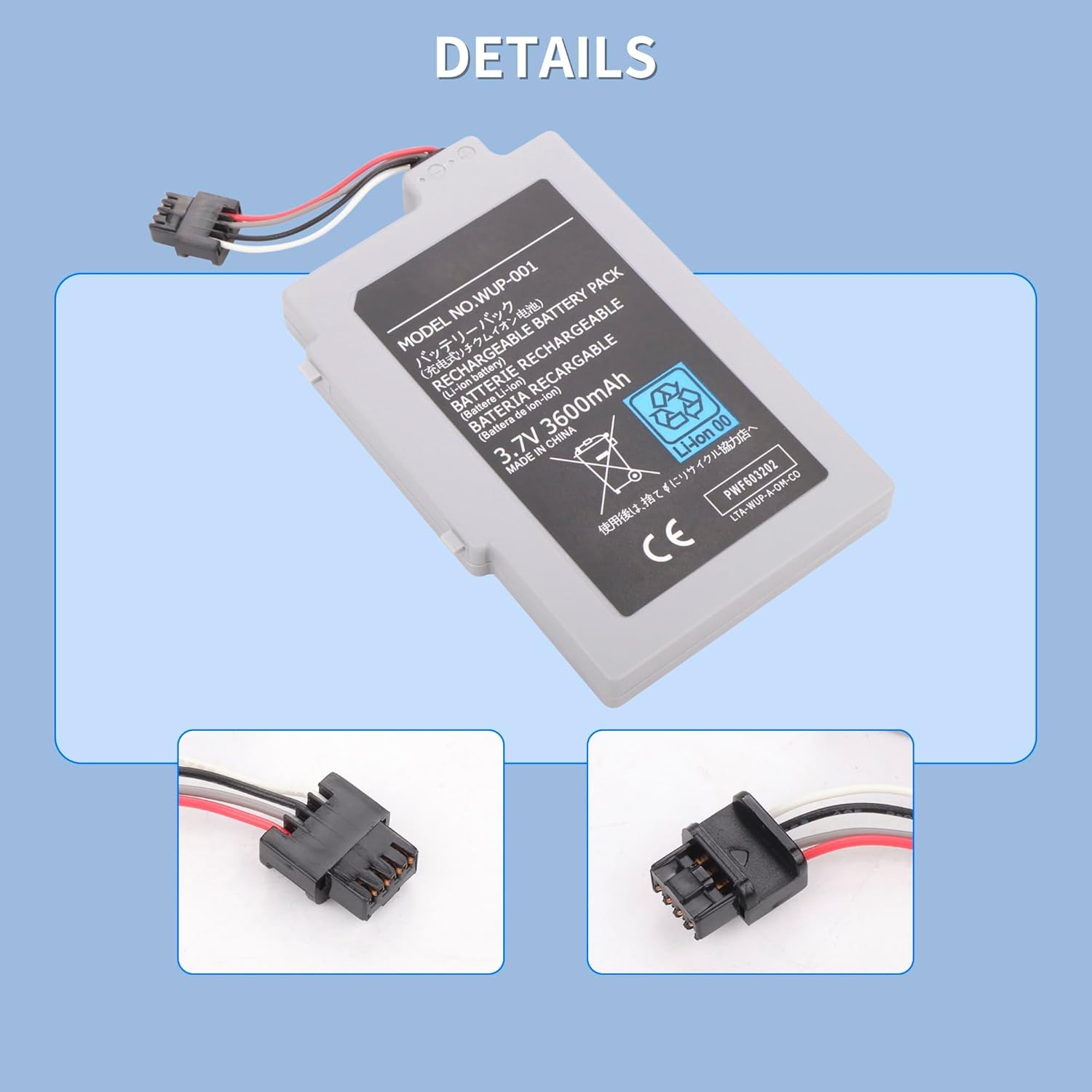 WUP 001 WUP 012 WUP 010 Gamepad Battery Rechargeable Battery Replacement