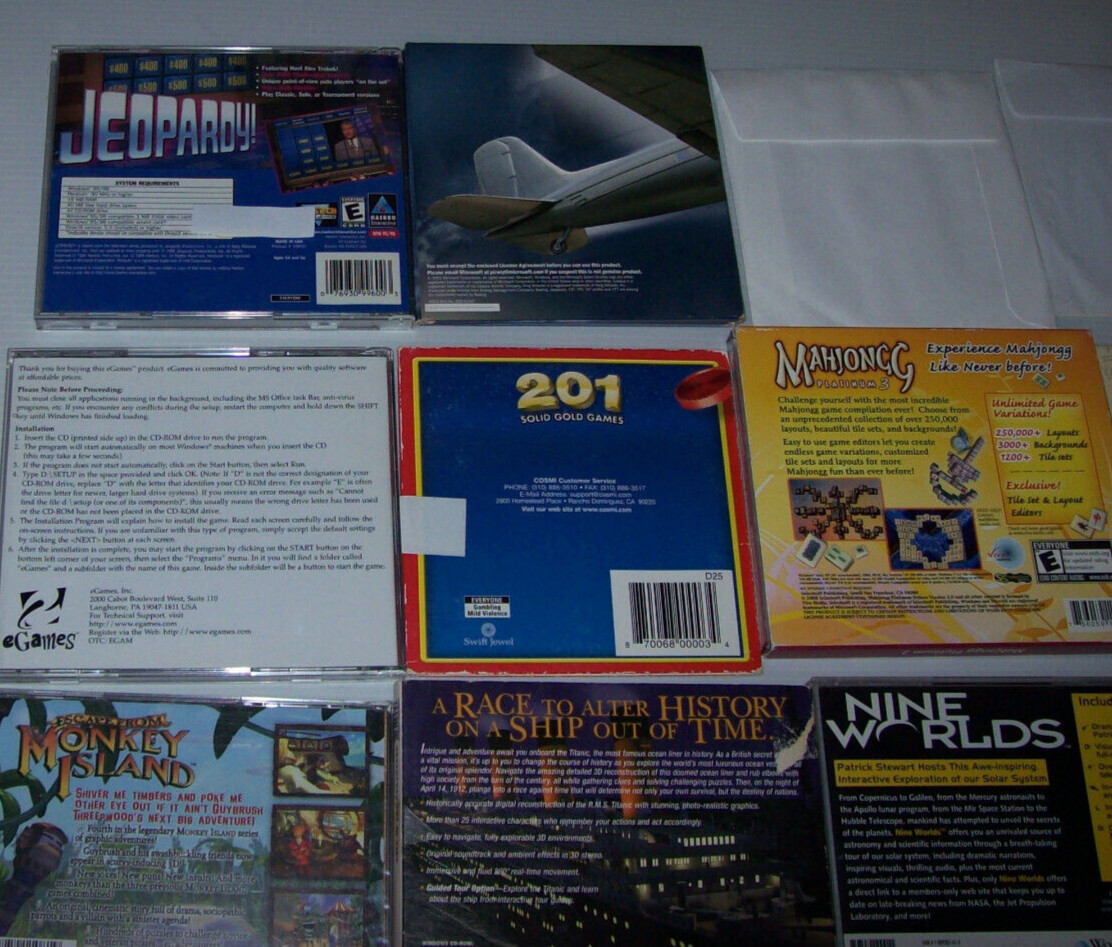 Lot of 20+ Vintage Computer PC Games, + Vintage PC Software, Y2K, 1990s – 2000s