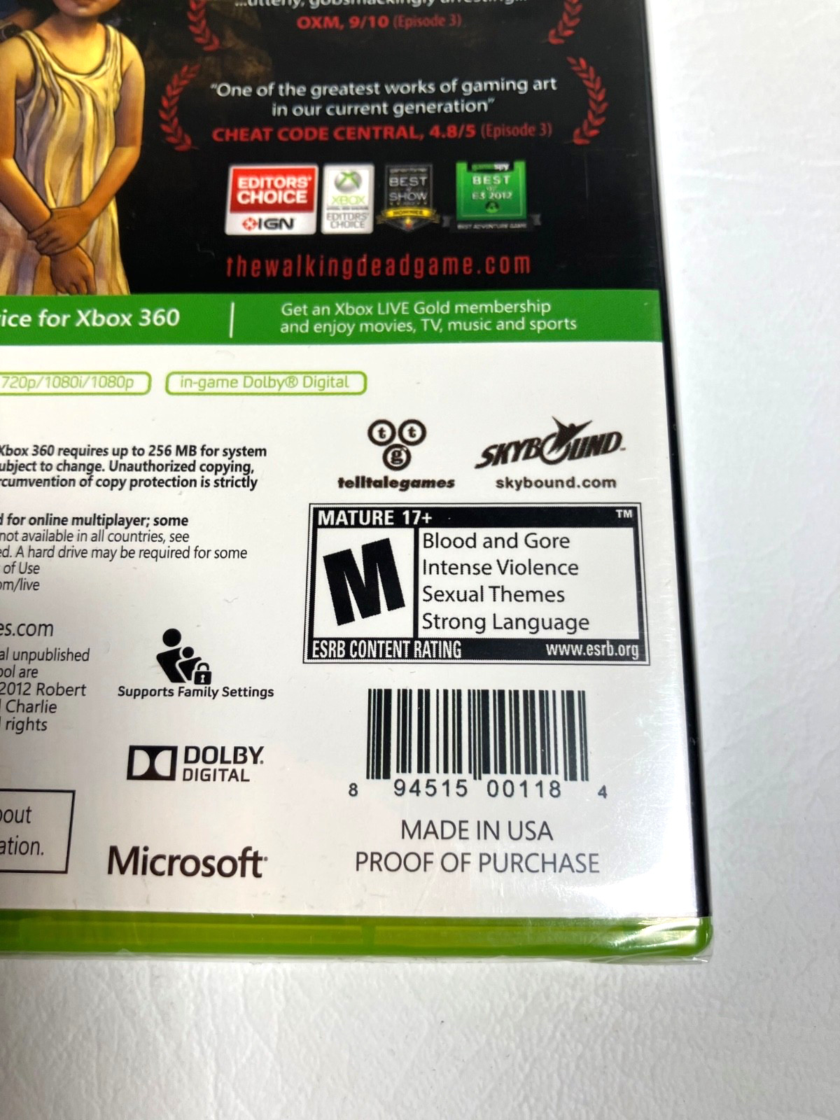 The Walking Dead Telltale Games (Microsoft Xbox 360, 2012) | Brand New Sealed