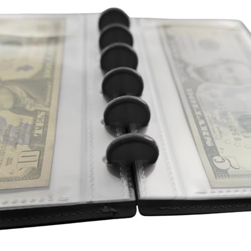 20 Clear PP Pockets Discbound Currency Collection Album, Inner 6.42 x Black