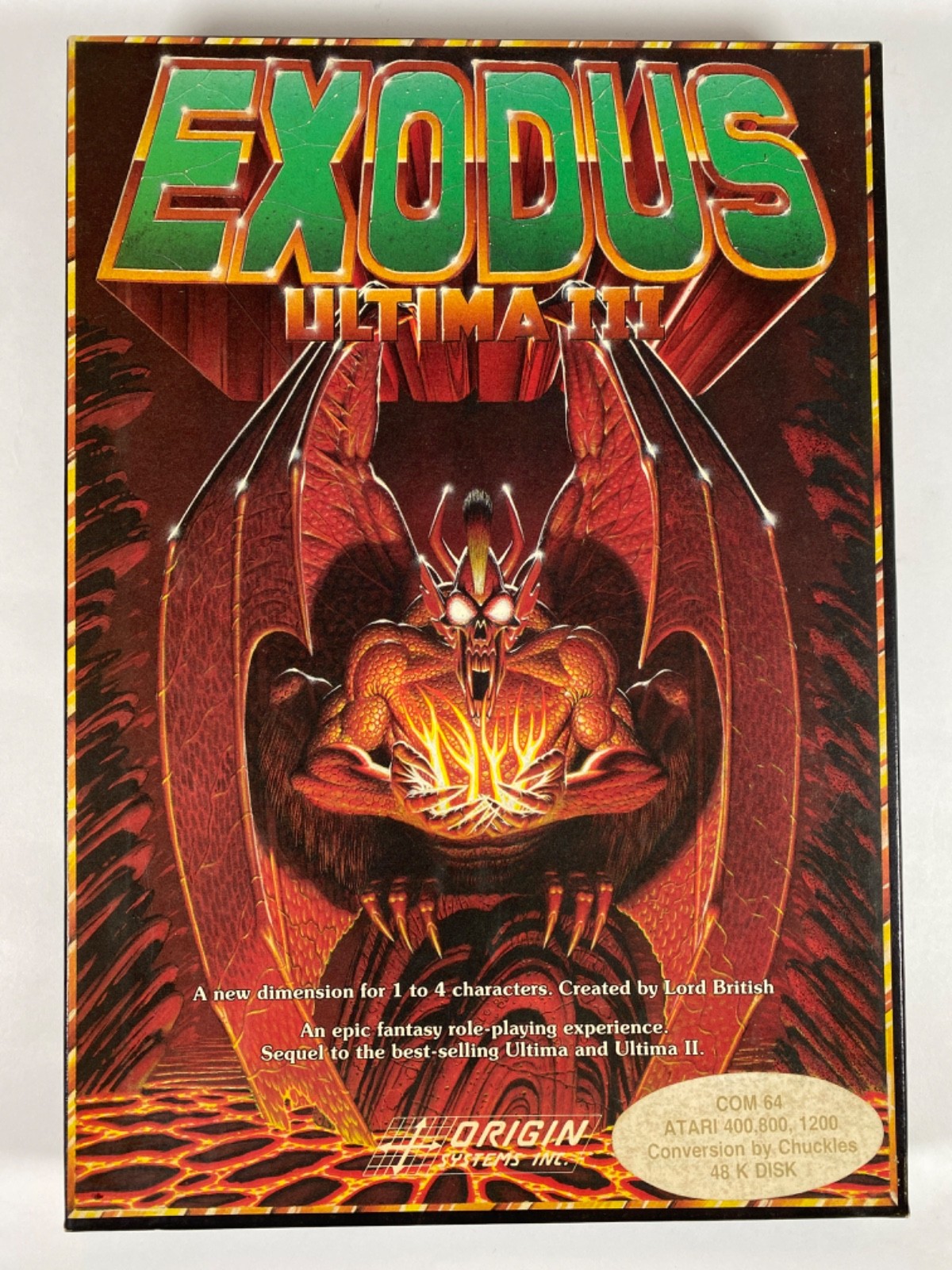 Ultima III Exodus Atari 800 XL XE COMPLETE Cloth Map Origin Systems Lord British