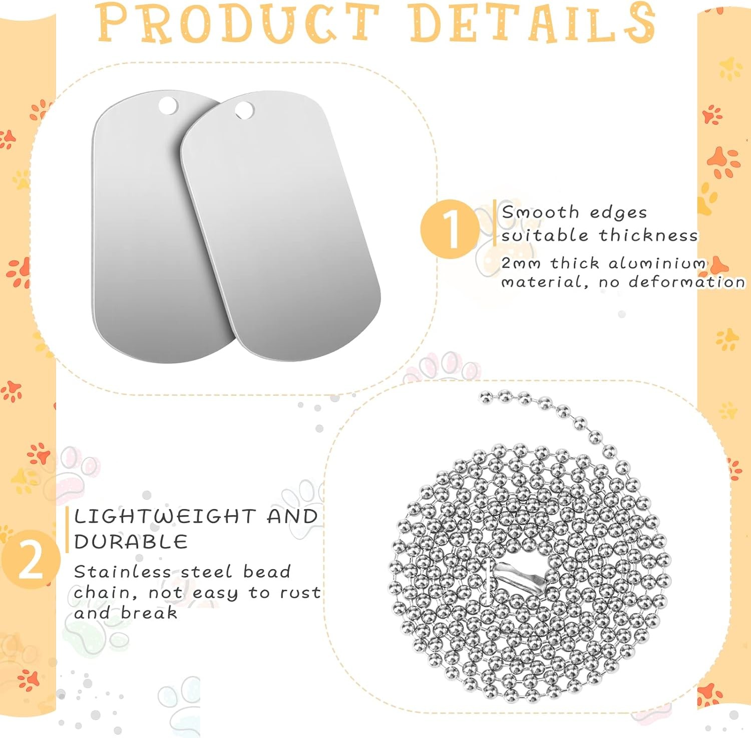 Yinkin 200 Pcs Military Dog Tags Set Including 100 Aluminum Blank Silver