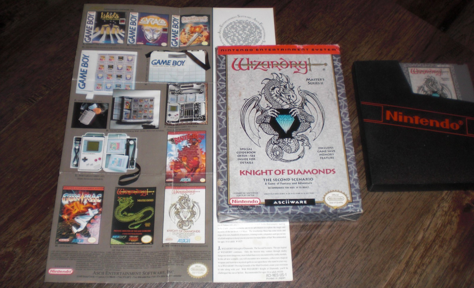 Wizardry Knight of Diamonds Nintendo NES COMPLETE CIB Box Game Cart Insert NM