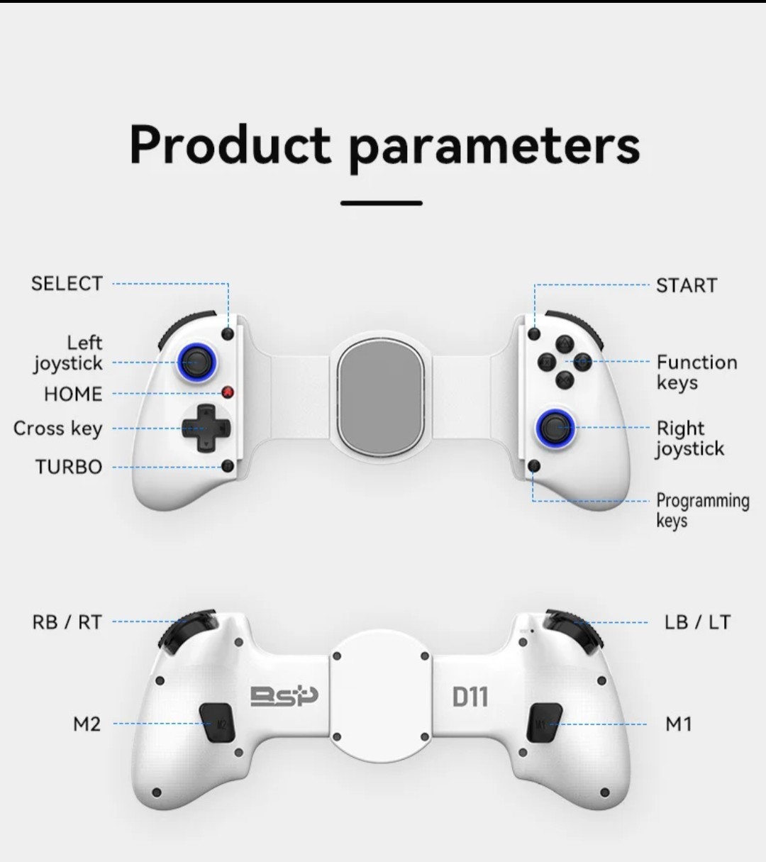 BSP-D11 Stretching Mobile Gaming Controller For Android/IOS/TABLET BLACK/WHITE