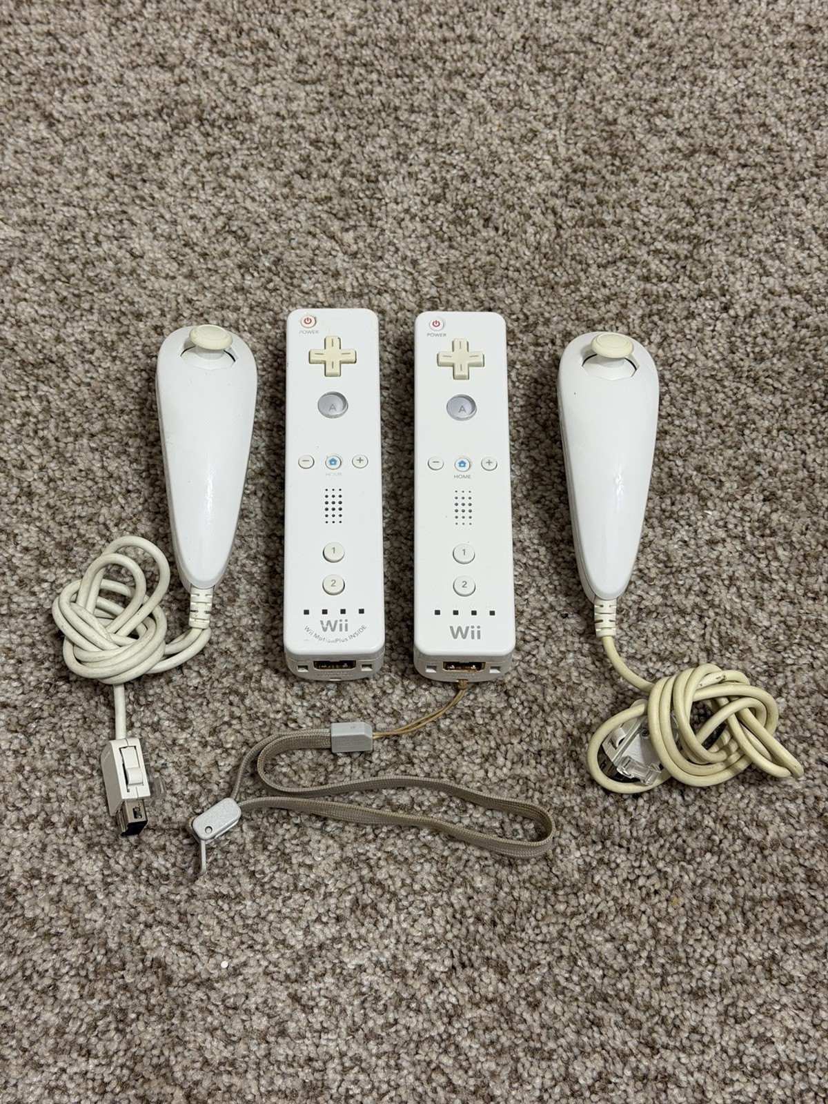 Lot of 2 Official OEM Nintendo Wii Remote White RVL-036/003 Wii Motion Plus