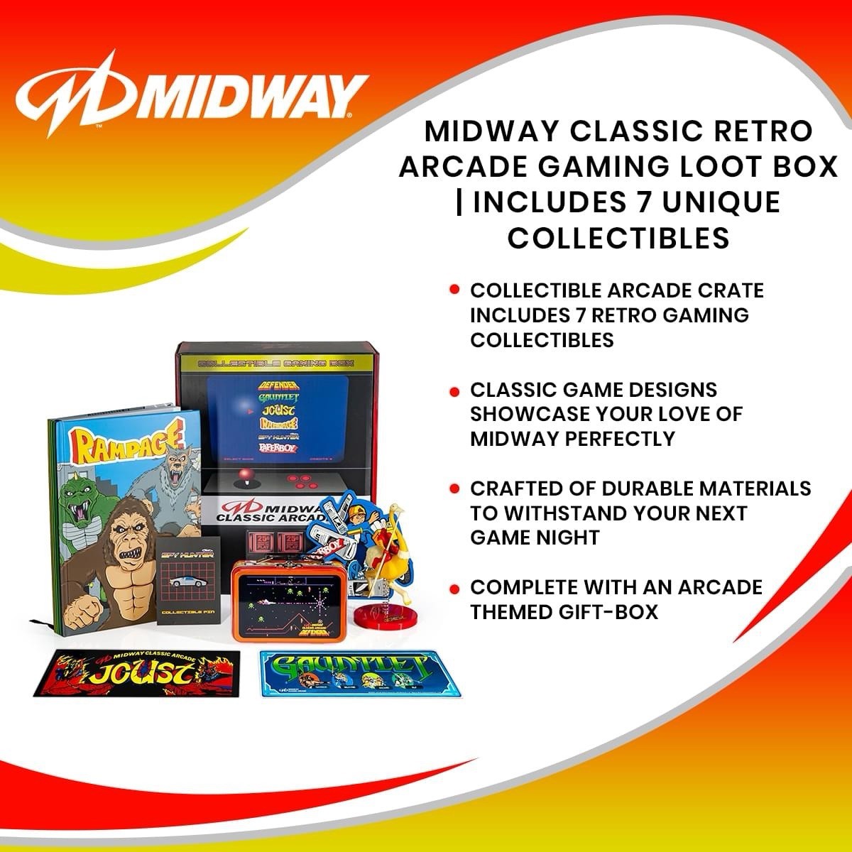 Midway Classic Arcade Game Collectible Loot Box Rampage Joust Defender Gauntlet