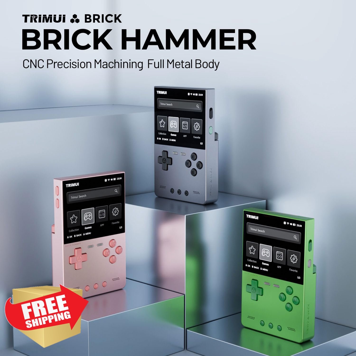 Trimui Brick Hammer Handheld Game Console 3.2″ IPS Rose Gold
