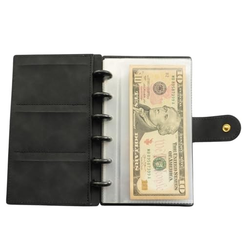 20 Clear PP Pockets Discbound Currency Collection Album, Inner 6.42 x Black