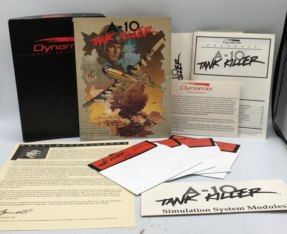 1989 Dynamix A-10 Tank Killer Thunderbolt II MS-DOS 5.25″ Floppy Disk IMB PC Gam