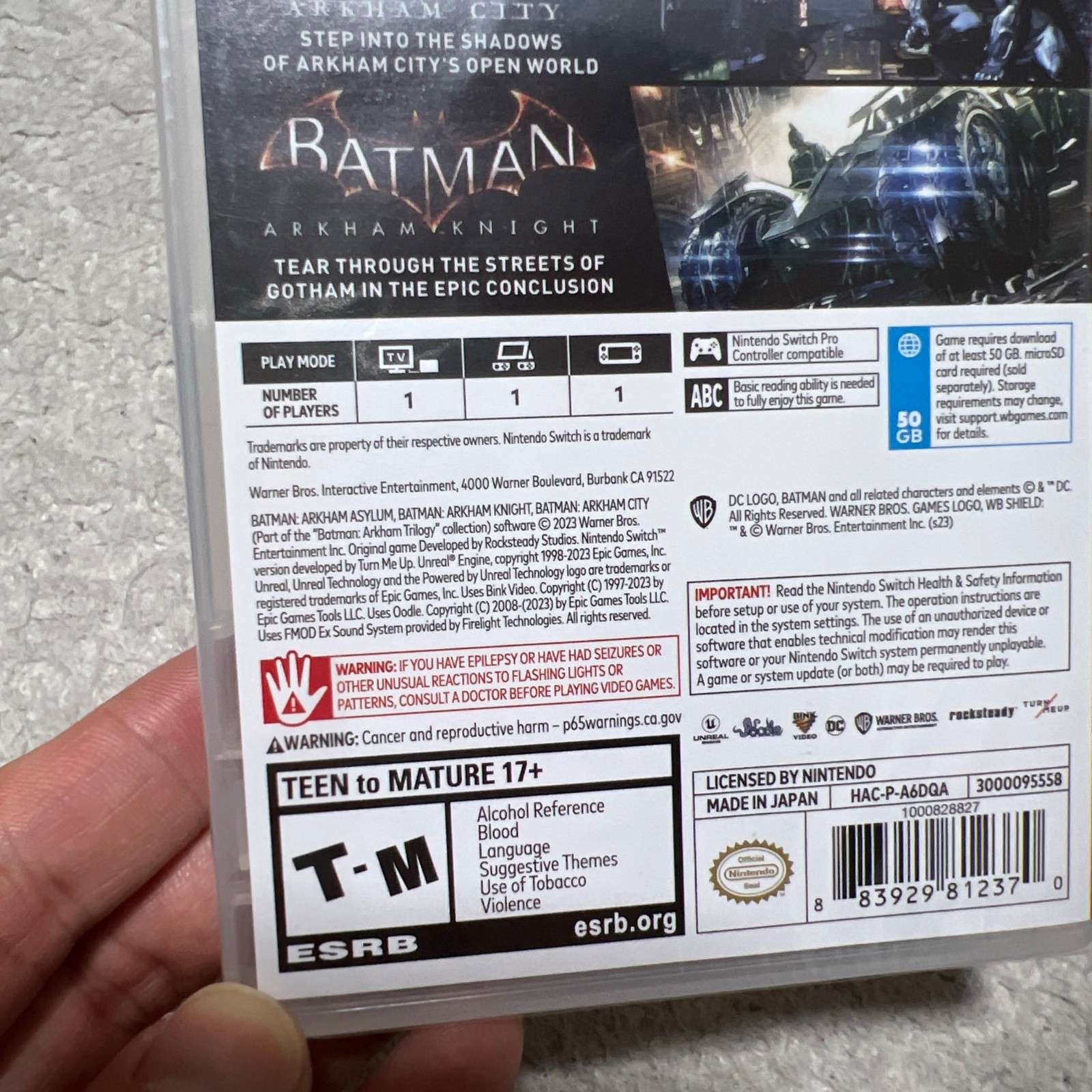 Batman Arkham Trilogy Nintendo Switch Video Game Action Warner Bros Movie
