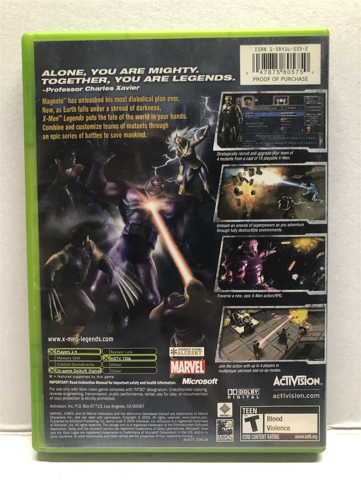 X-Men Legends (Microsoft Xbox, 2004) Complete Tested Working – Free Ship