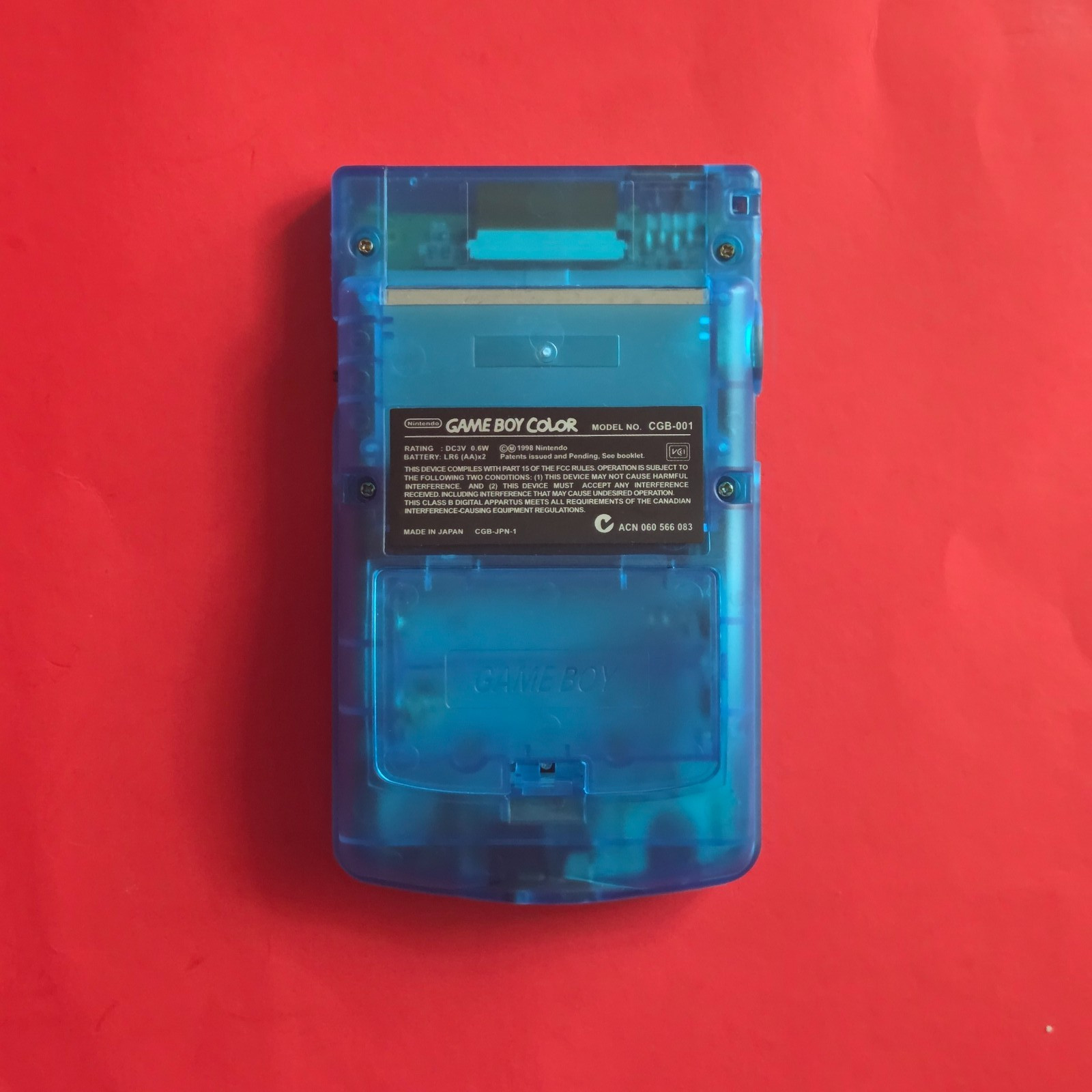 Nintendo Game Boy Color Clear BLUE Aqua 👾 CGB-001 GBC RESTORED NEW BODY