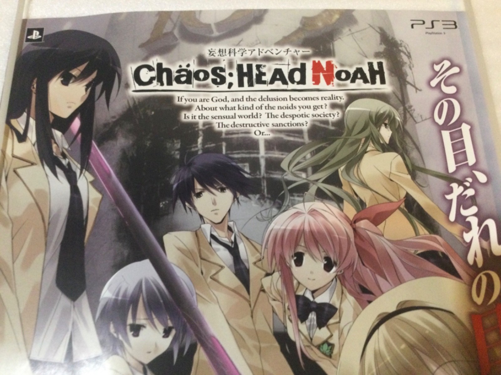 CHAOS ; HEAD NOAH 2-Sided Promo Poster Display PS3 PlayStation 3 2012 MAGES RARE