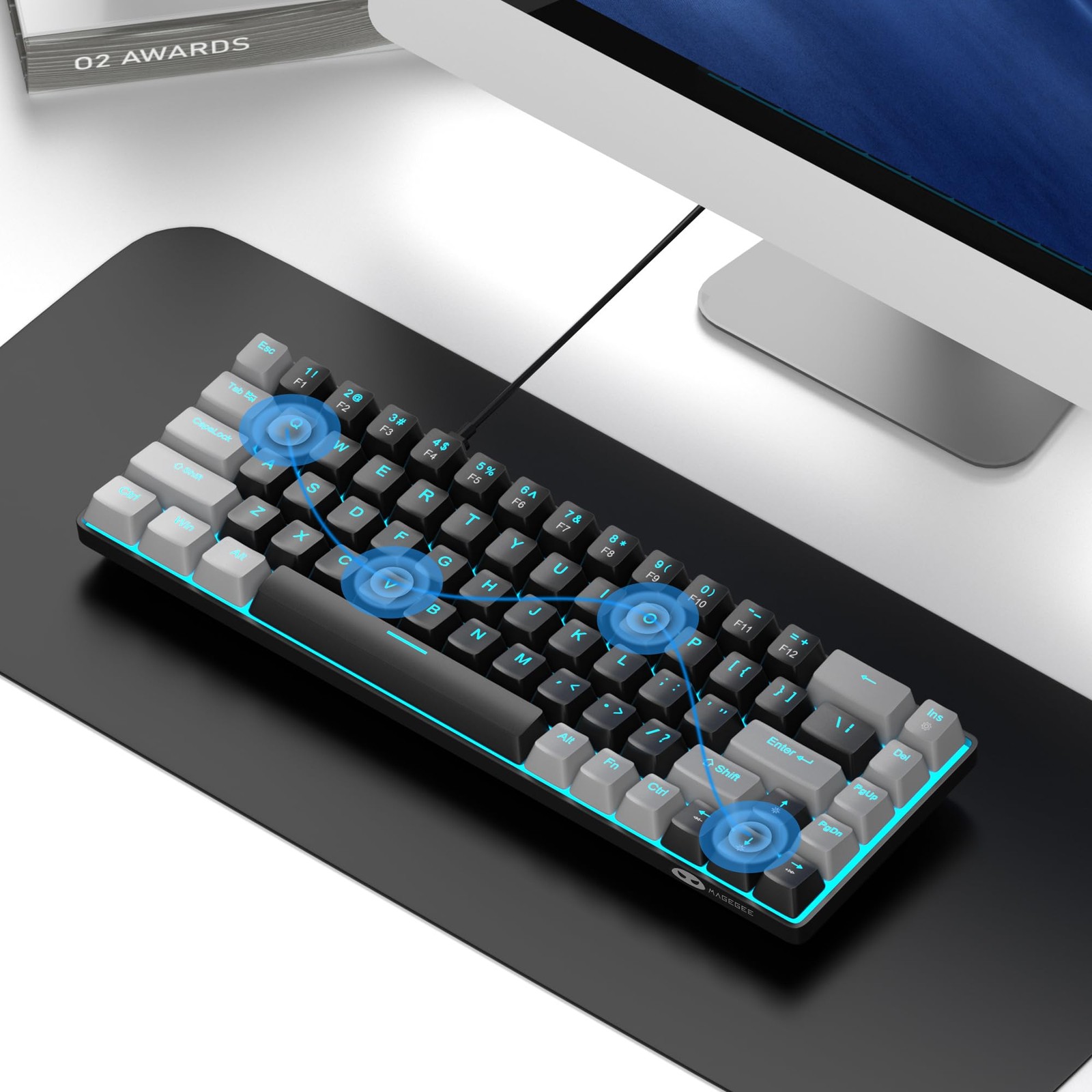 Magegee Portable 60 Mechanical Gaming Keyboard Mk-Box Led Backlit Compact 68