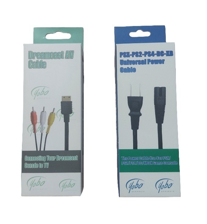 NEW SEGA DREAMCAST AC Power Cord Adapter & AV Audio Video Cables BOXED LOT SET