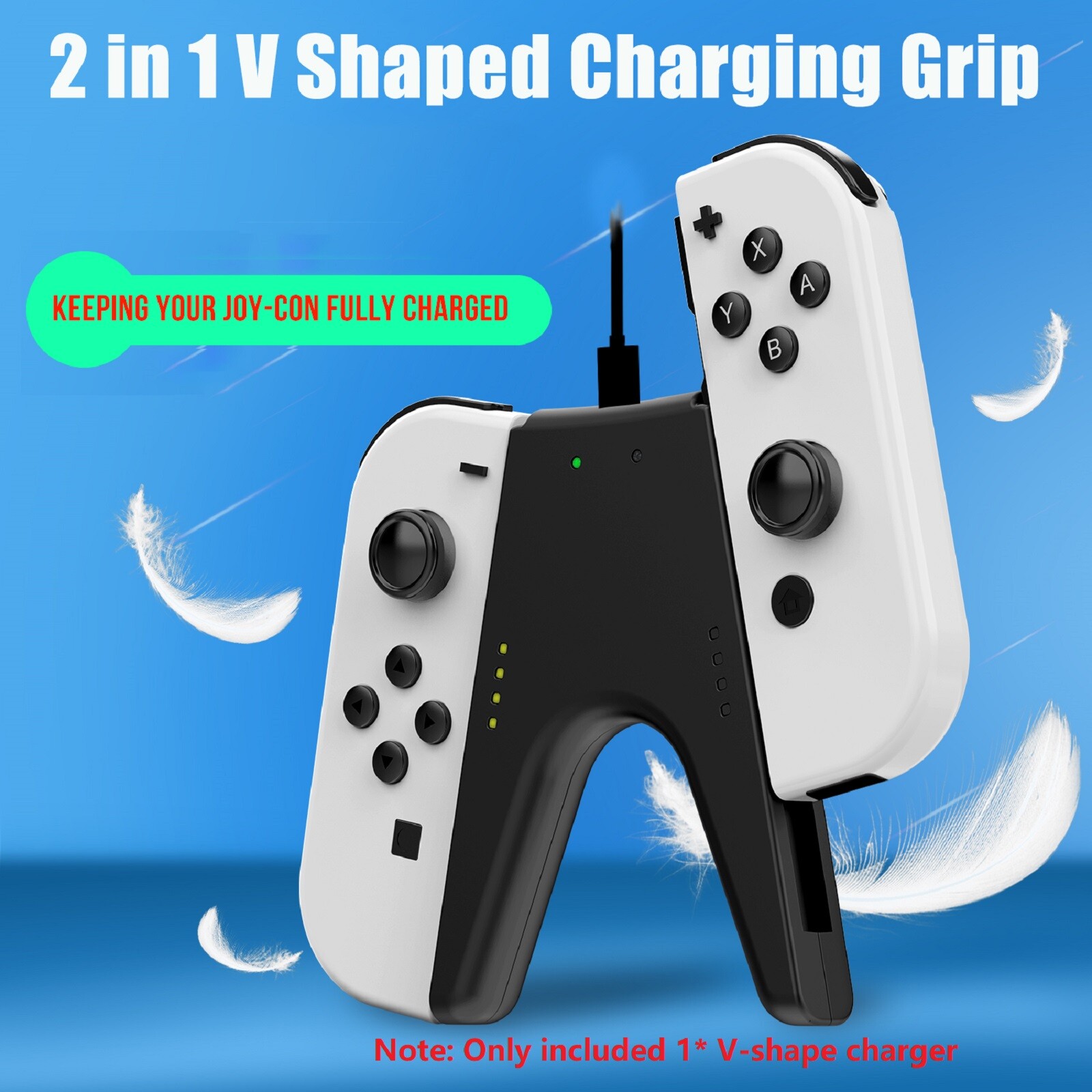 For Nintendo Switch JoyCon Bridge V shaped Handle Holder Charging Grip Dock ABS