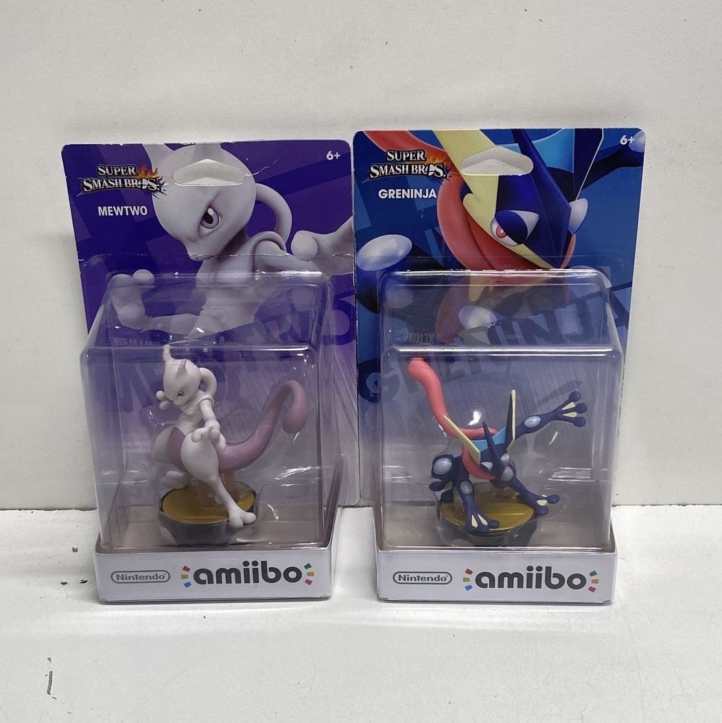 Nintendo amiibo Super Smash Bros Greninja & Mewtwo Pokemon Figure Lot 2 Sealed