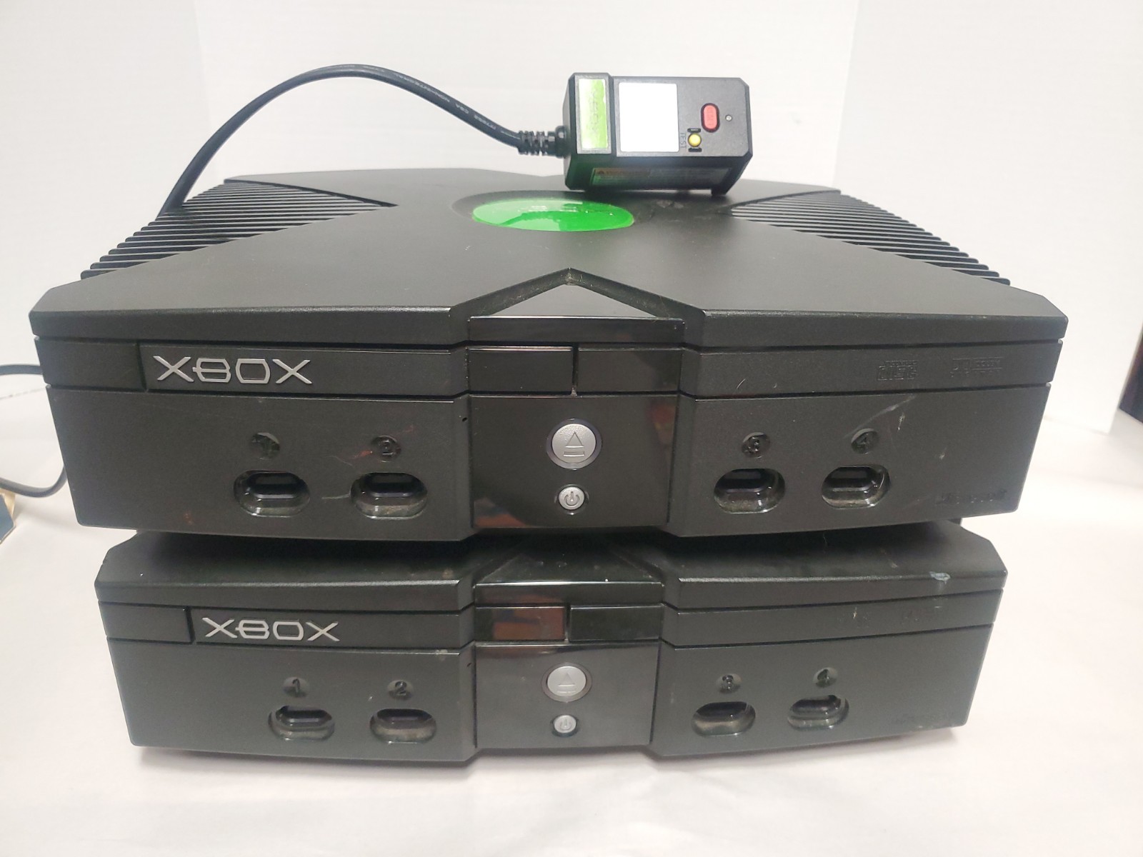 2 Microsoft Original Xbox Console, Tested For Power Only, For Parts Or Repair