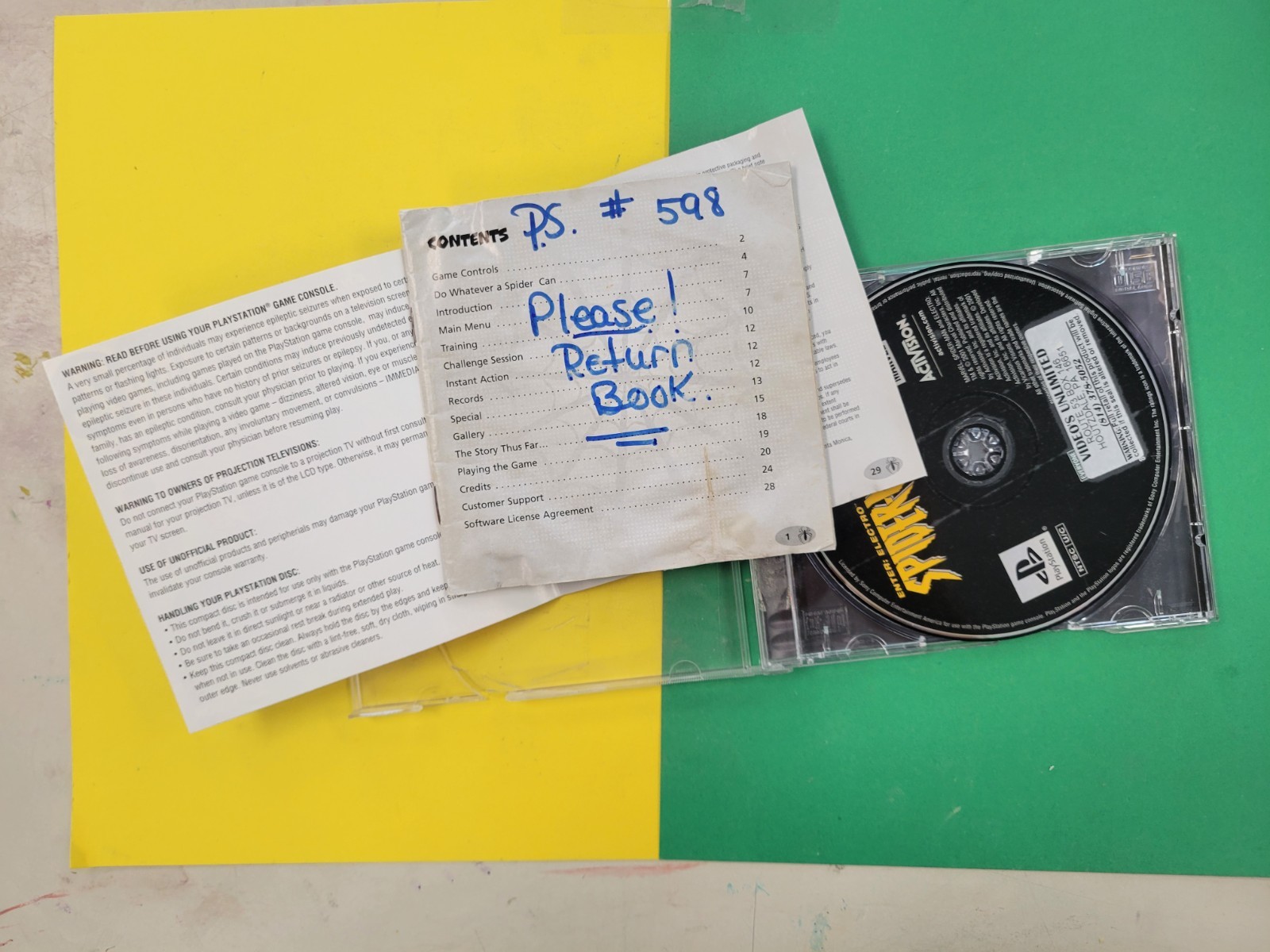 Spider-Man 2 — Enter: Electro (Sony PlayStation 1, 2001) Case And Manual Only