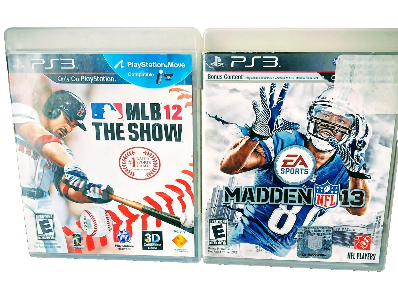 (2) PS3 MLB 12 The Show/NFL EA Sports Madden 13 Video Games Lot