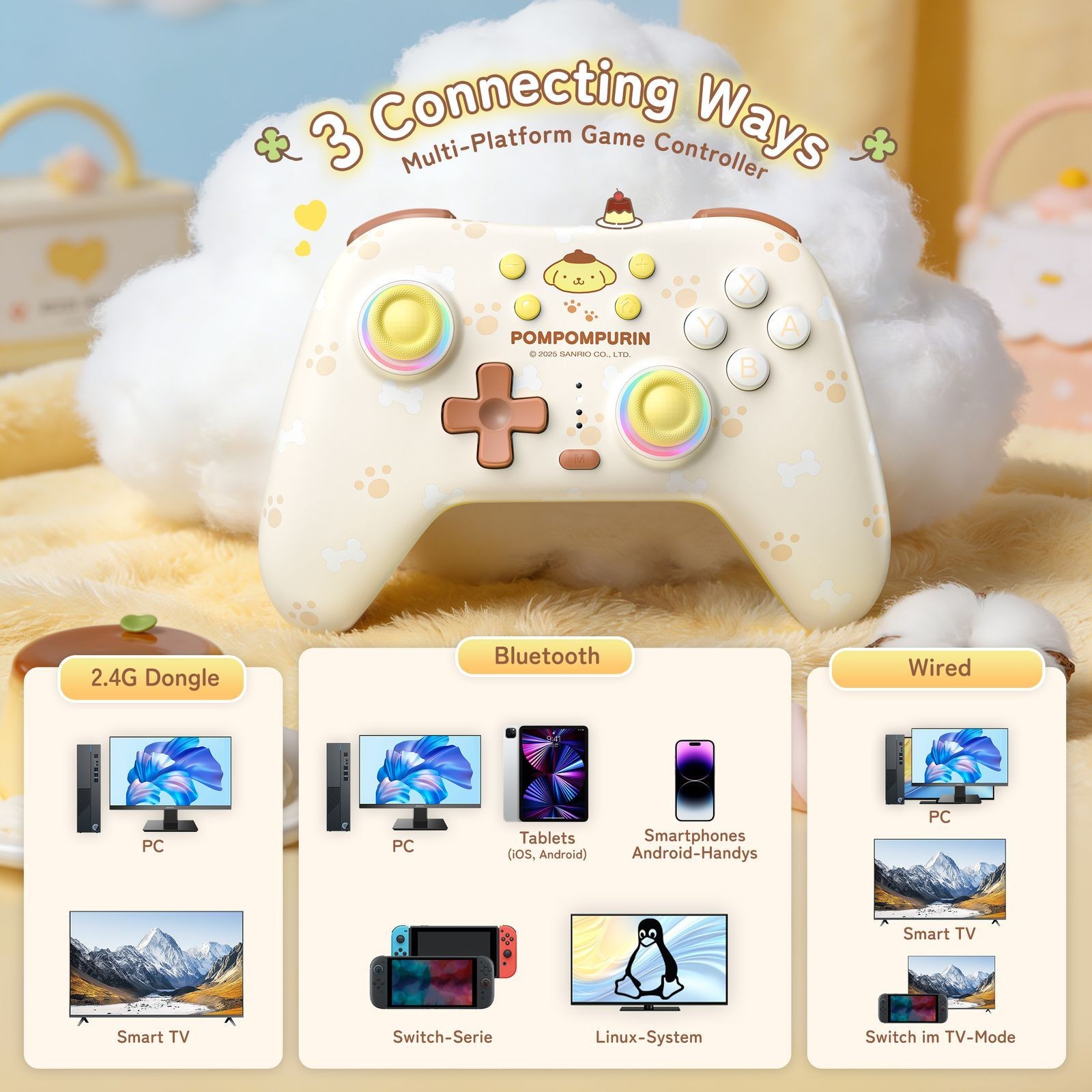 Cartoon Switch Controller Wireless for PC,Android,iOS 2.4G Receiver Bluetooth
