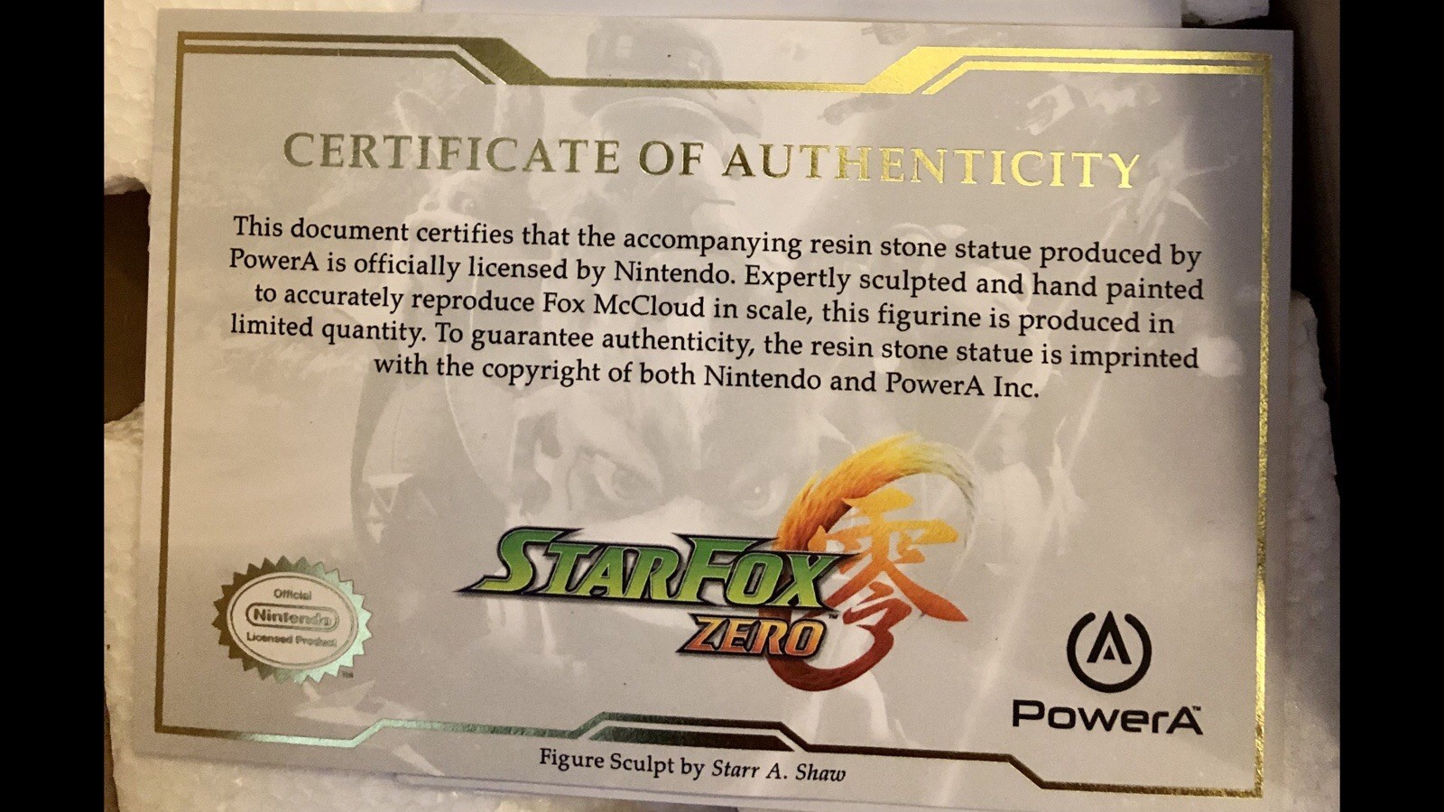 Star Fox Zero – Fox McCloud 8″ Resin Stone Statue – Nintendo – Power A Rare!