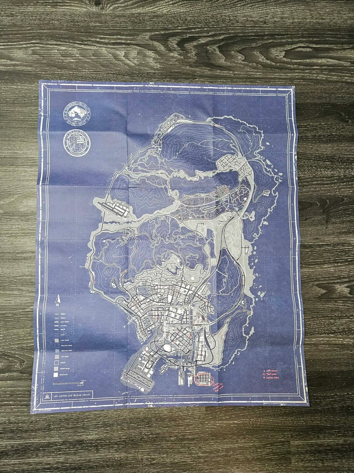GTA V Blueprint Blacklight Map, UV Reactive Poster – Rockstar Limited