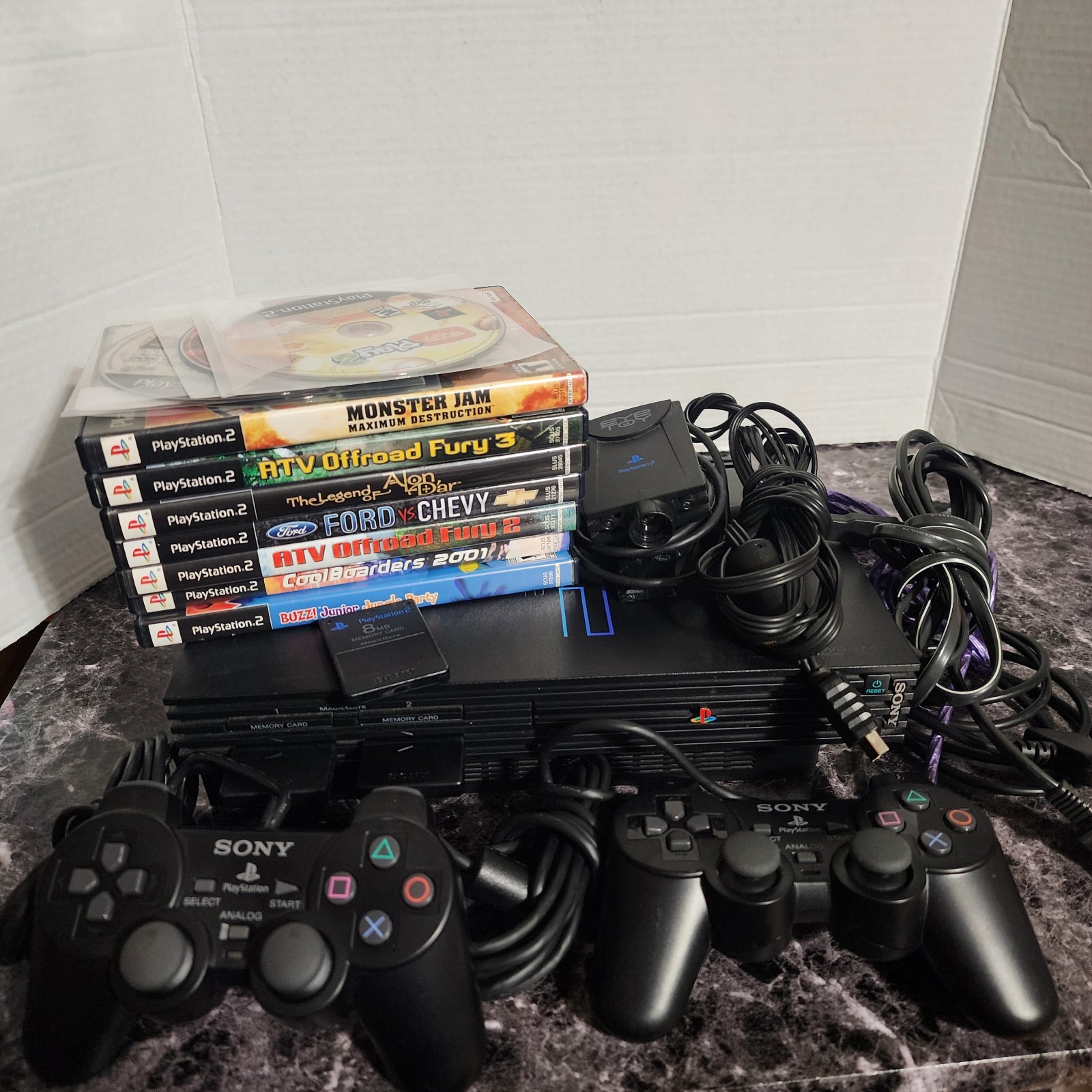 Sony PlayStation 2 PS2 Fat SCPH-39001/N Network Adapter OKAMI + 10 Games