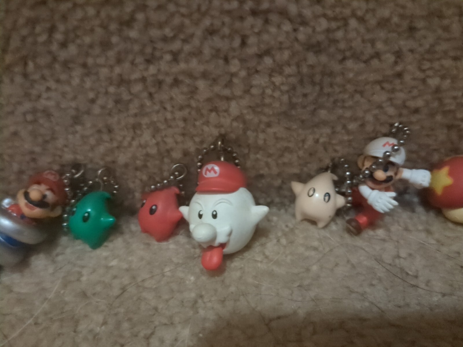 Super Mario Galaxy Keychain Set 2009 Bomb Boo Bee Life Mushroom Luma Figure Toy