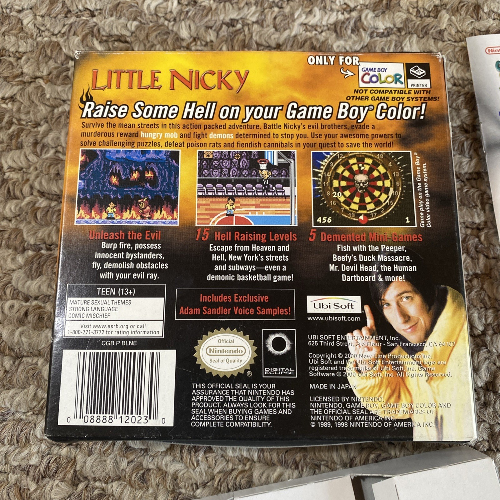 Little Nicky (Nintendo Game Boy Color, 2000) In Box w/ Manual Reg Card NO GAME