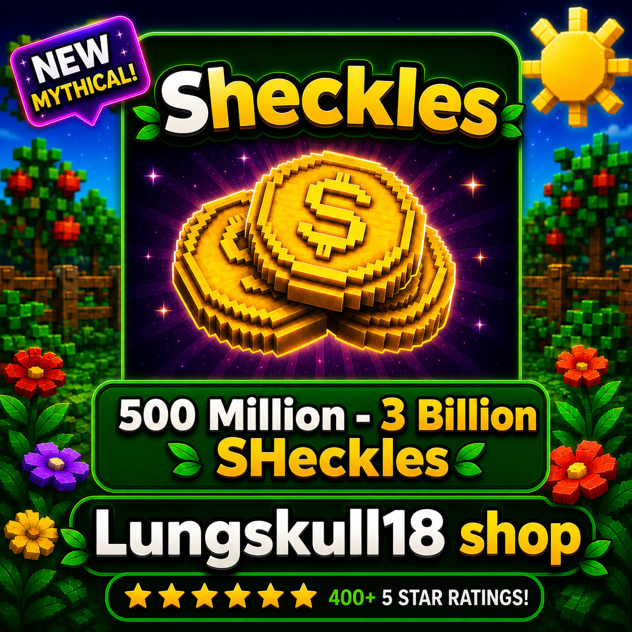 🪴Grow a Garden 2 | 500M – 3B Sheckles (Fruits) | GAG2 Fast & Easy & Cheap