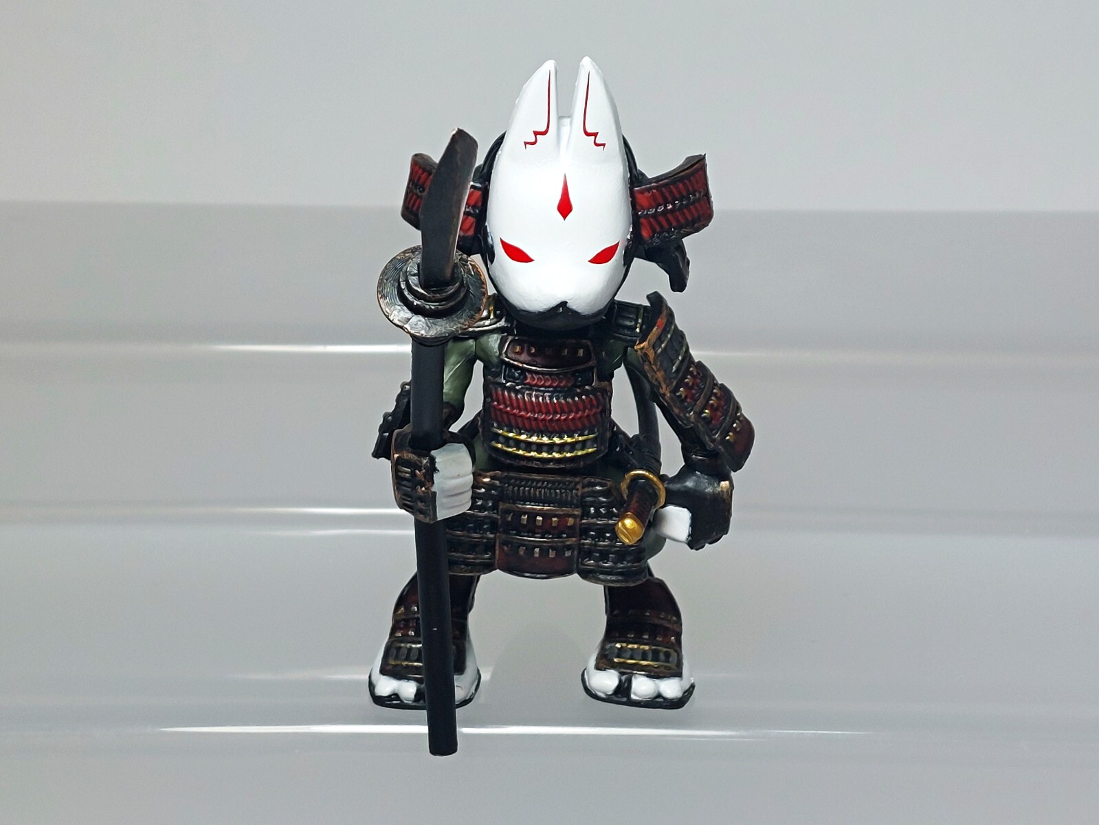 Red Armor Fox Kitsune Musha Right Spear Figure SO-TA M04 3.2in