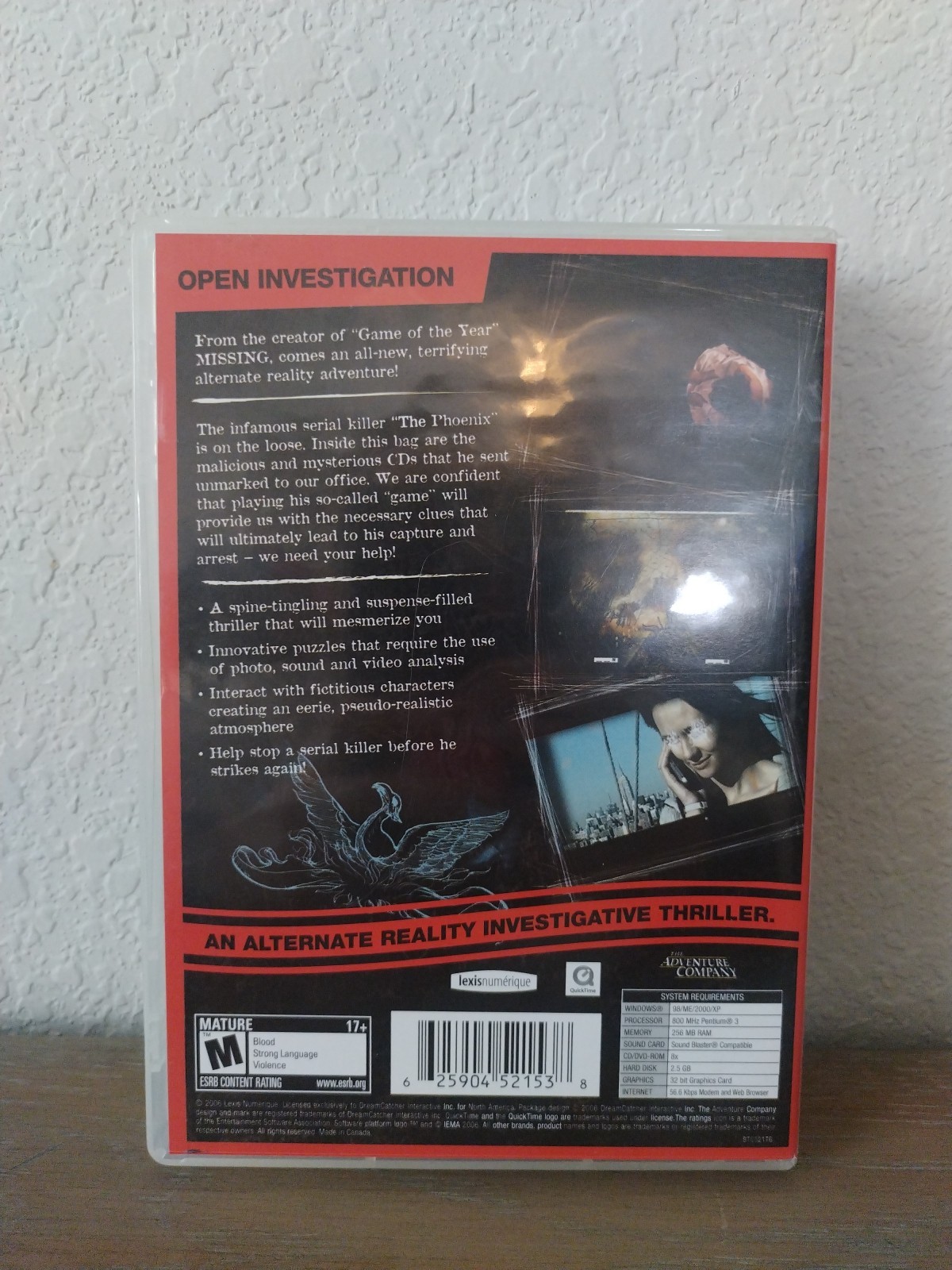 2006 The Adventure Company Evidence The Last Ritual PC CD-ROM 3 Disc Game