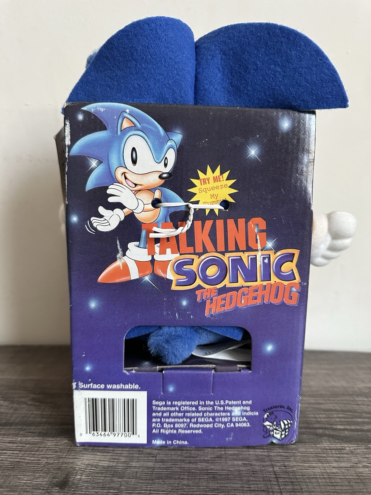 Sonic the Hedgehog 1997 Vintage Talking Plush Sega Treasures Inc *Still Talks!