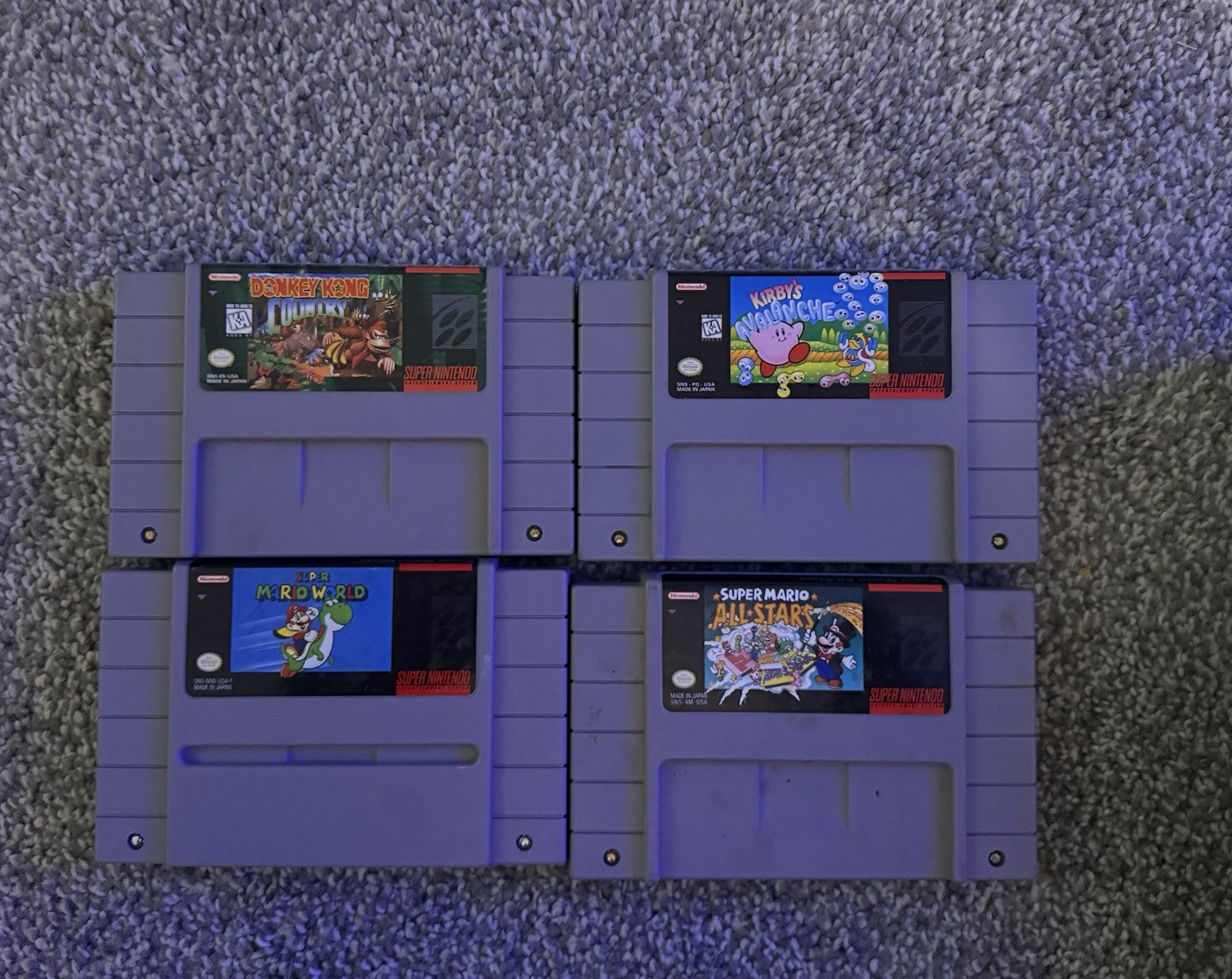 SNES Original Console w/ 2 Controllers, Cables, 4 Games **TESTED & Works