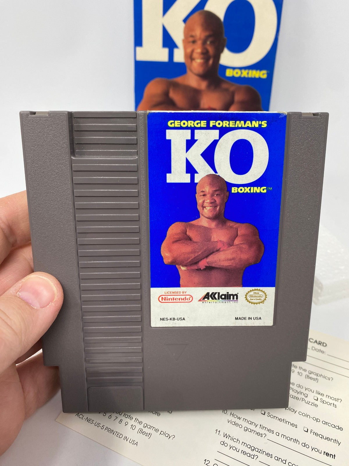 NES George Foreman’s KO Boxing Nintendo CIB Poster Box Manual Complete Game Vtg