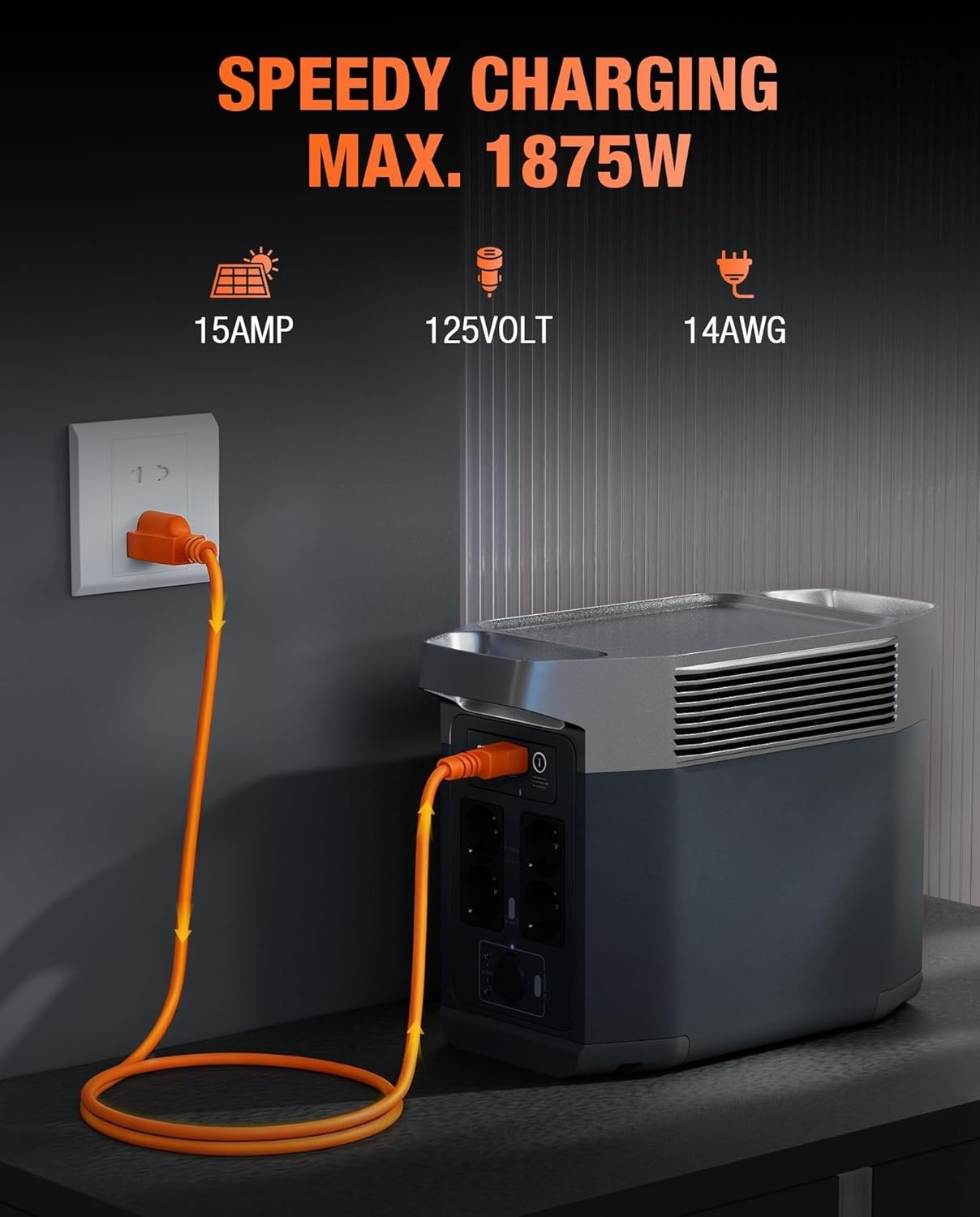16FT Orange AC Power Cord with Male-Female Connector for Versatile Compatibility