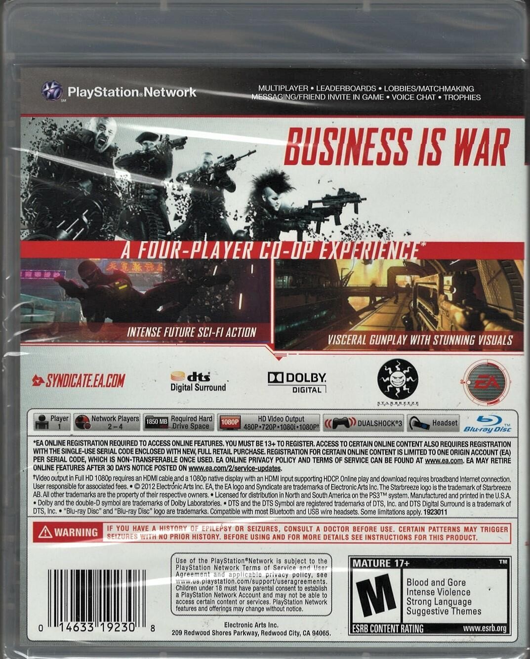 Syndicate PS3 (Brand New Factory Sealed US Version) Playstation 3