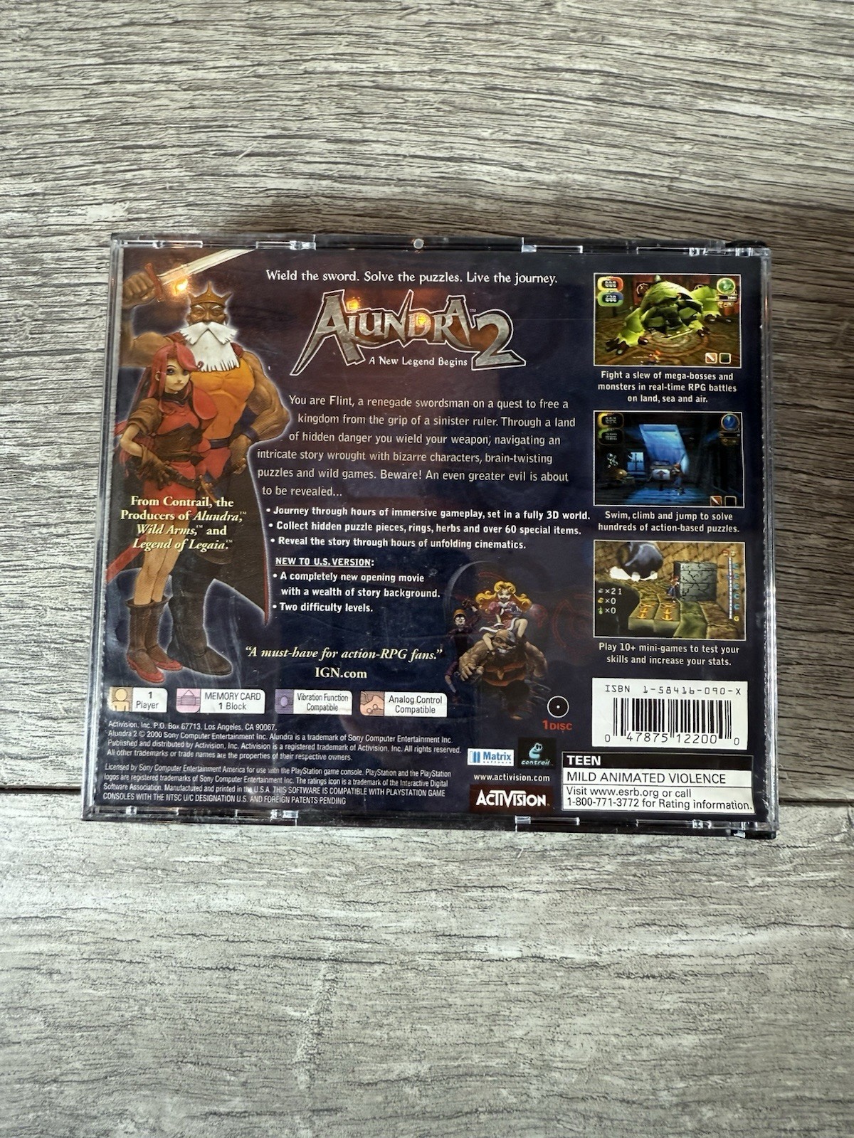 Alundra 2 (Sony PlayStation 1, 2000) Complete Tested CIB PS1 (WATER DAMAGED)